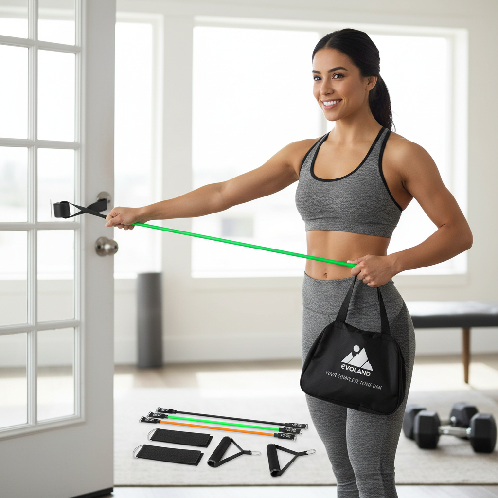 Resistance Bands Set, Workout Bands with Handles, Door Anchor, Ankle Straps and Carry Bag, Exercise Bands for Shape Body and Home Workouts