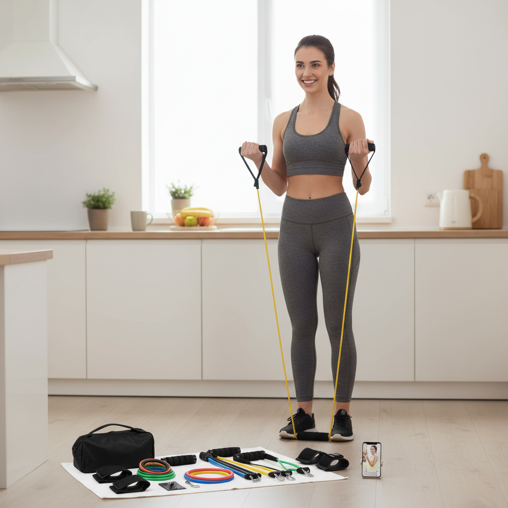 Resistance Bands Set, Workout Bands with Handles, Door Anchor, Ankle Straps and Carry Bag, Exercise Bands for Shape Body and Home Workouts